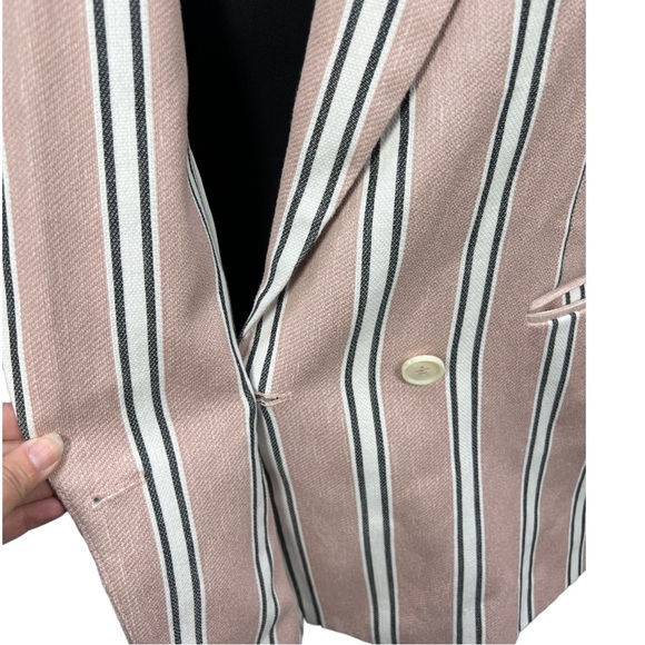 Free People Uptown Girl Striped Cotton Blazer In Rose Size Medium - Picture 10 of 14